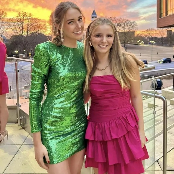 BARDOT Alessia Sequin Mini Dress in Bright Green Size 12 - Picture 8 of 12